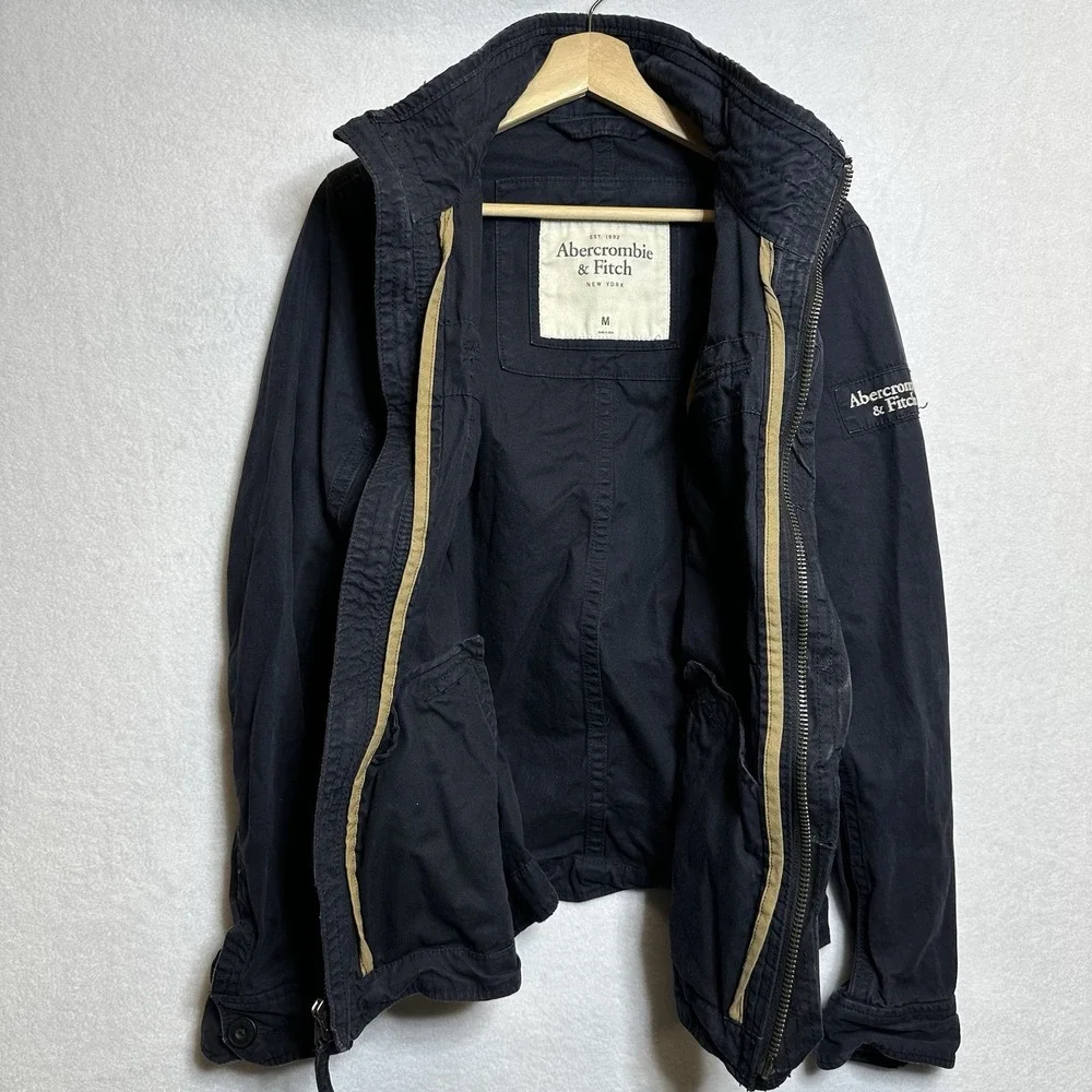 Abercrombie & Fitch Y2K Sentinel Jacket M Navy Blue Military Field Utility - Picture 3 of 14